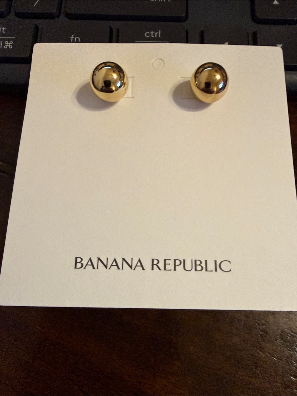 NEW Banana Republic Shiny Gold Round Stud Earrings | Classic Gold Ball Earrings